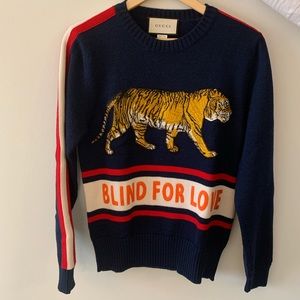 Gucci Navy “Blind For Love” Tiger sweater size XS
